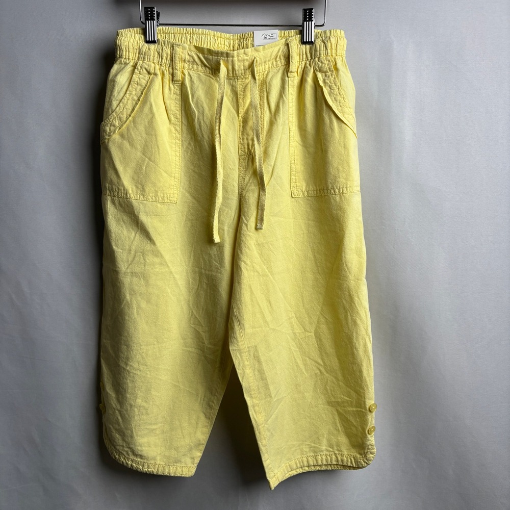 NWT VTG Gloria‎ Vanderbilt Yellow Pull On Crop Pants Cotton M P Colorful Bright